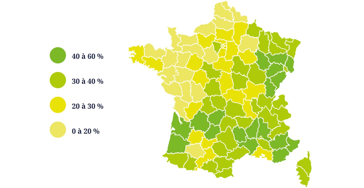 Cartographie du taux de boisement en France