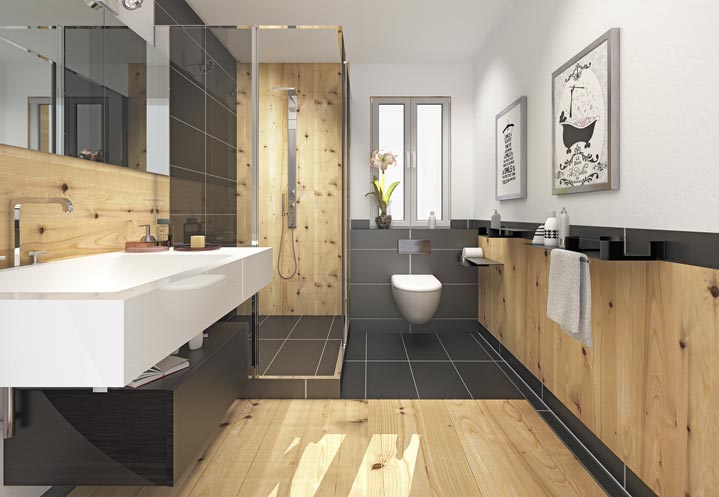 Exemple de salle de bain en bois