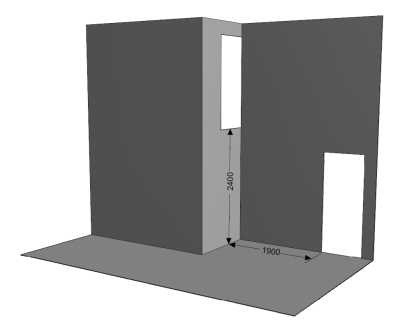 Schéma expliquant le calcul de l'espace disponible pour un escalier