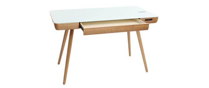 Bureau connecté en bois Clever Miliboo