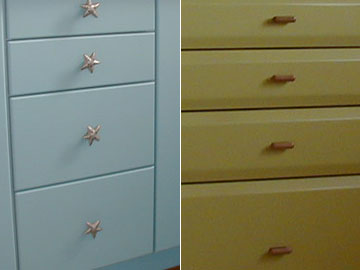 Visuel de mobilier laqué bleu ou beige
