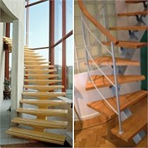 Escaliers bois de différentes teintes