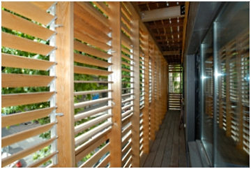 Vue de l'intérieur - Barda rideaux de bois