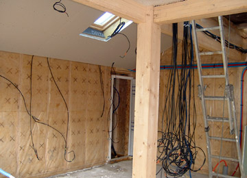 Visuel de l'ossature de la maison, vue de l'intérieur