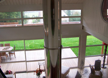 Visuel de la vue du haut de l'intérieur, donnant sur le jardin 