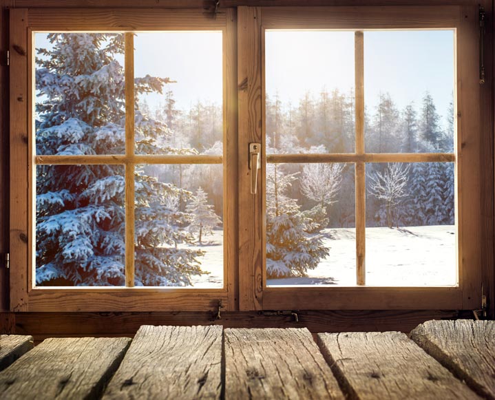 Exemple de fenêtres bois dans un chalet