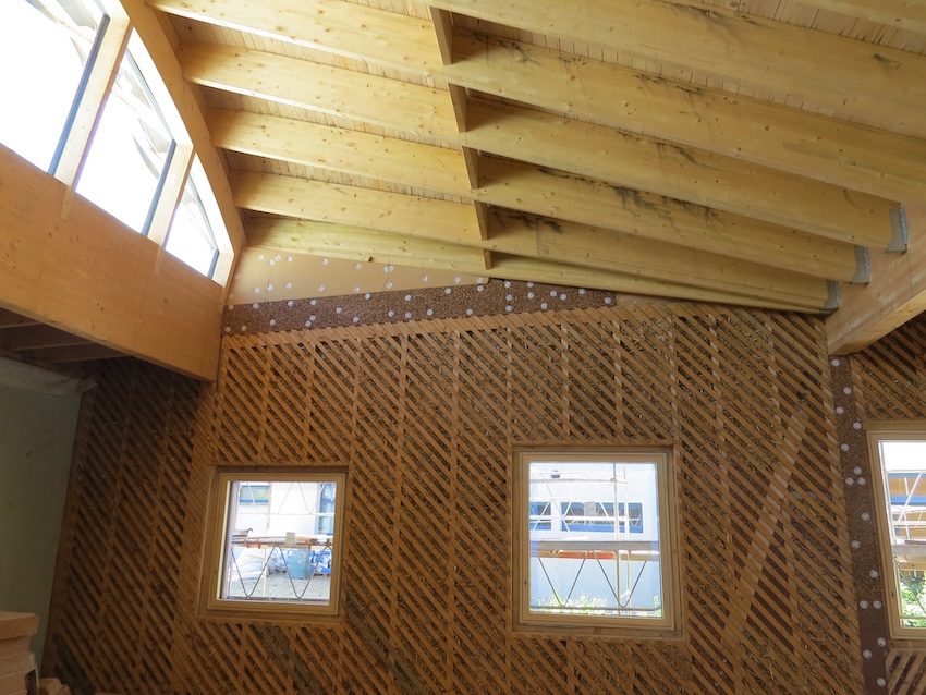 Mur ossature bois, pendant le chantier